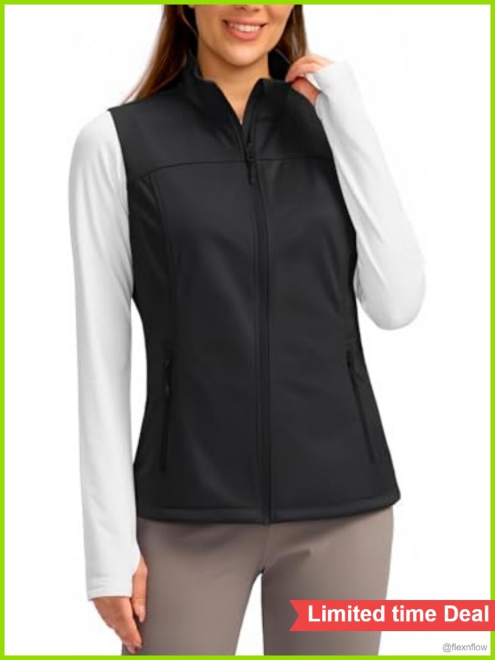 Women's Sleeveless Vest Water Resistant Windproof 4 Pockets Hiking Travel